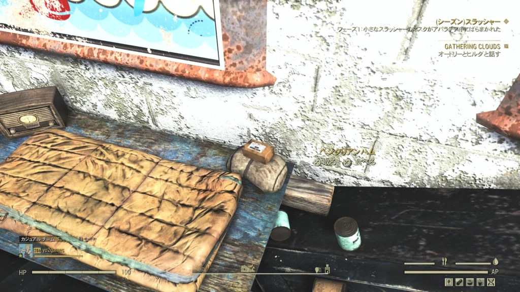 屋根に置いてあるベジタリアンハムを映したゲーム内スクリーンショット